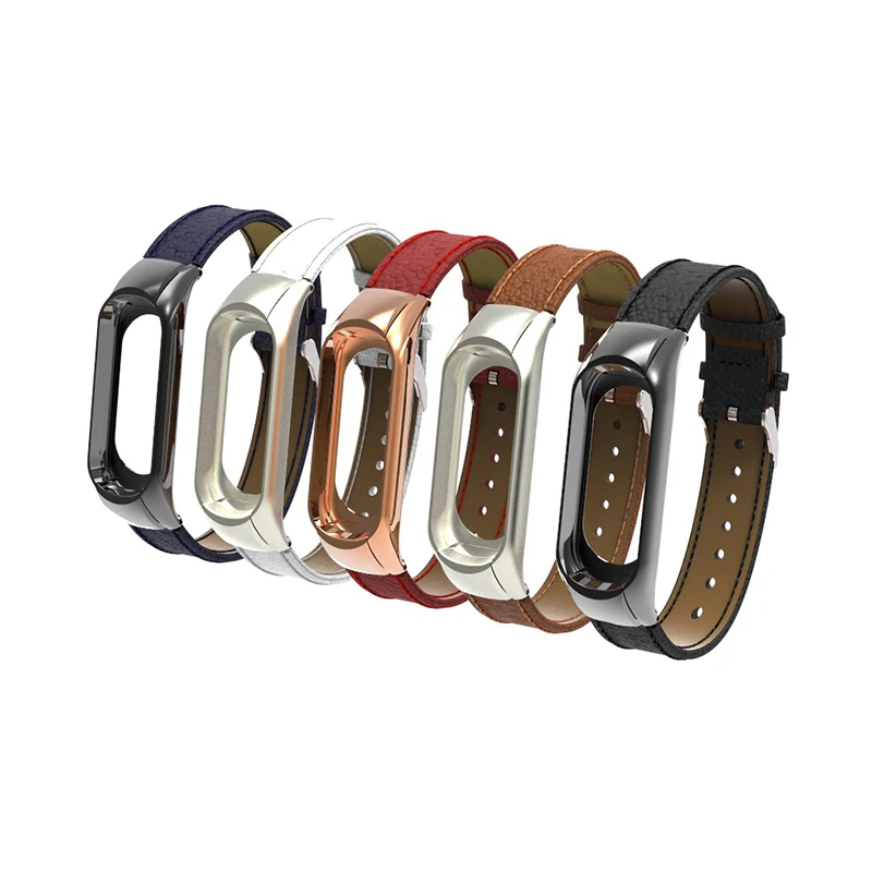 Металлический Ремешок/кожаный ремешок для Xiaomi Mi Band 3 Безвинтовой браслет из