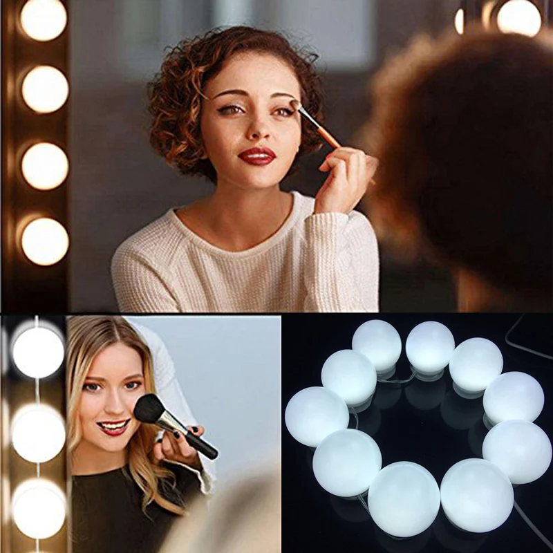 EU US Plug Makeup Mirror Hollywood Vanity LED Bulb Stepless Dimmable