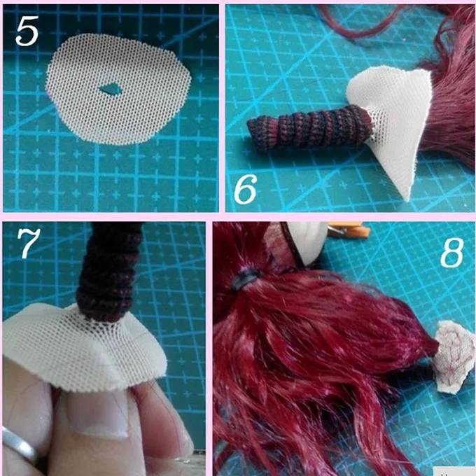 25cm Hair for Textile Interior Doll, Handmade Doll hair Fabric Decor Art doll wigs 19