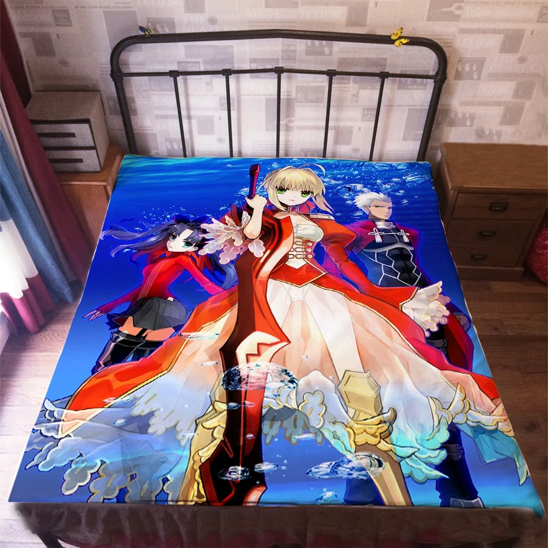 Details about   Anime fate/grand order Saber Bedding Cosplay Flannel Blanket Otaku Bed Sheet 