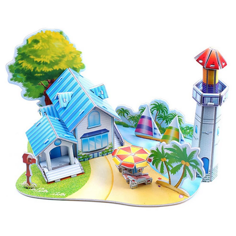 3D DIY Головоломка ЗАМОК модель мультяшный дом сборка бумажная игрушка малыш Раннее Обучение строительный узор подарок детский дом головоломка