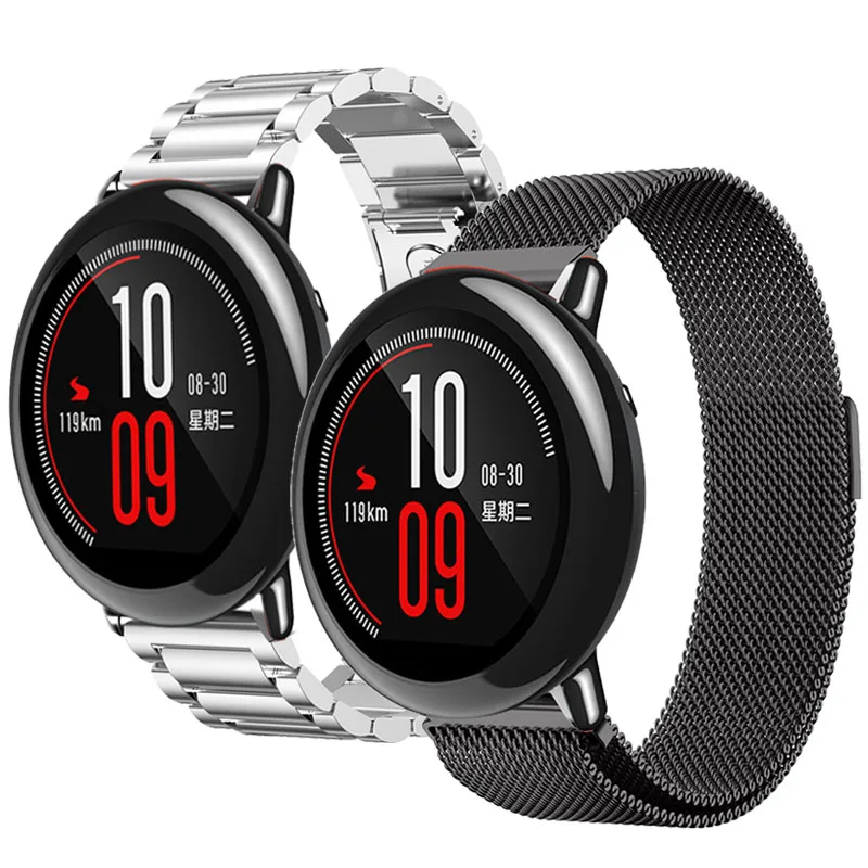 Магнитный ремешок из нержавеющей стали для Xiaomi Huami Amazfit Bip Youth/для Amazfit Pace металлический ремешок для часов Amazfit stratos 2 2S