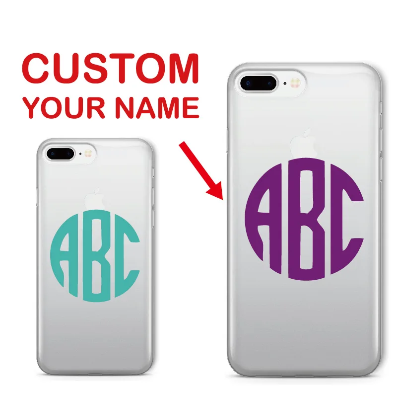 

TOMOCOMO For iPhone 6 6S XS Max 7 7Plus 8 8Plus 5 X SAMSUNG Soft Phone Case Monogram Initials Personalized Customize Name Text