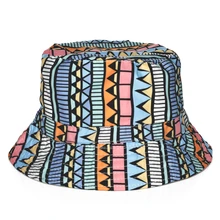 Fashion Summer Harajuku Flat Bucket Hats 3D printed Aztecs Style Outdoor Beach Hat Fishing Hip Hop tartan Aztec Cops Women Girls