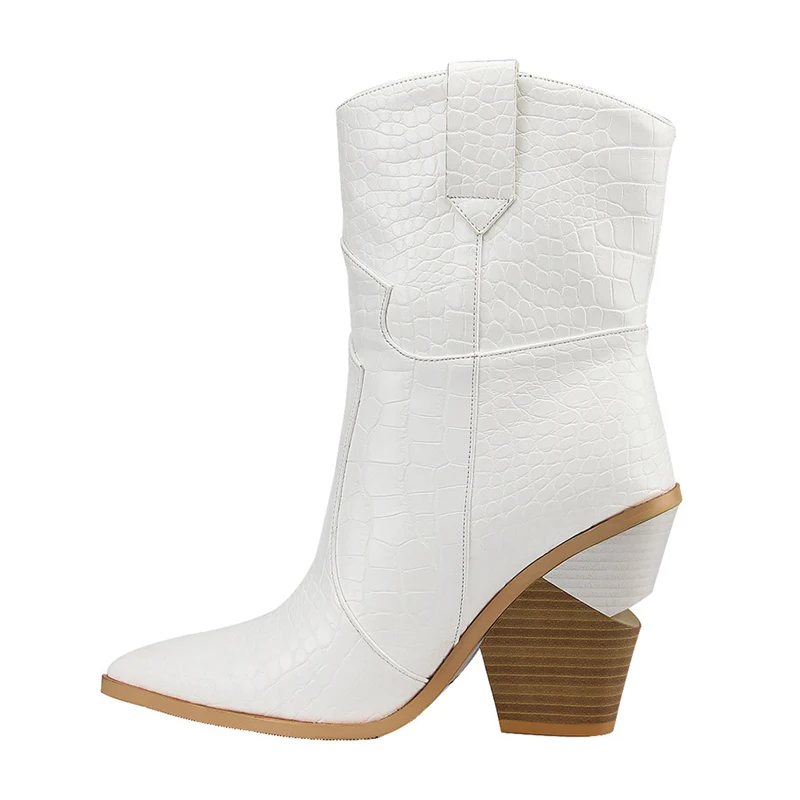 Doratasia/брендовые весенне-зимние популярные женские туфли на высоком каблуке, большие размеры 46, полусапожки в стиле ретро, женская обувь без шнуровки, ковбойские сапоги