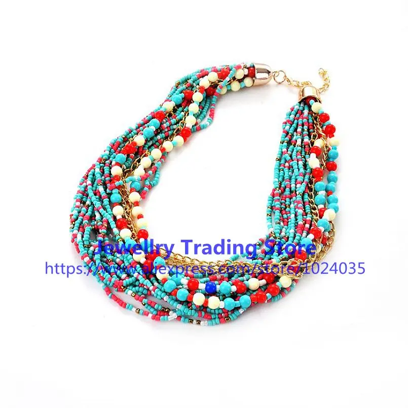 Wholesale Fashion Bohemian Necklace Acrylic Beads Necklace Women Multi