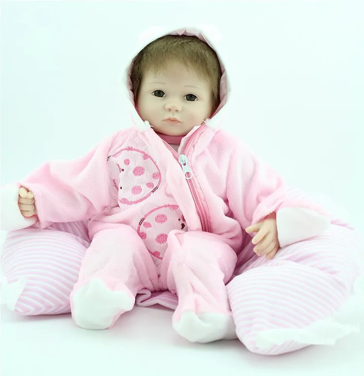 

18" 45cm reborn baby doll soft silicone vinyl Girl dolls Pink cute clothes open/close eyes handmade lifelike Adorable toys gift
