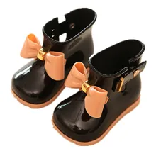 

Kids Waterproof Buckle Ankle Boots Children Rubber Boots Kids Boots PVC Baby Girls Jelly Cute Bowknot Rain Shoes Red/Pink/Black