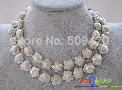 

~~ Free Shipping 30" 18mm plum blossom white KESHI REBORN PEARL NECKLACE