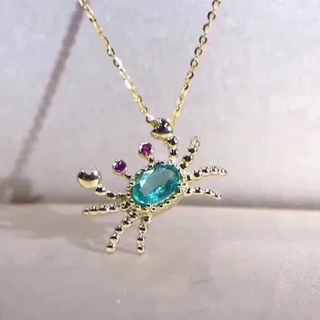 

Fidelity natural 4*6mm emerald pendants s925 sterling silver spider fine jewelry for women party natural green gemstone