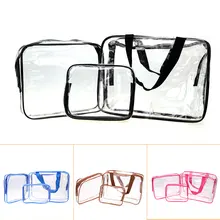 

3pcs/set Clear Makeup Cosmetic Bags Portable Toiletry Travel Wash Storage Pouch Transparent Waterproof PVC Bag Organizer Cases