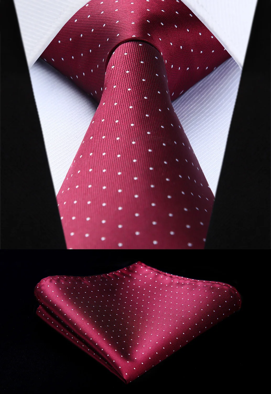 

Woven Classic Men Tie Necktie TD606U8S Burgundy Polka Dot 3.4" Silk Tie Party Wedding Handkerchief Set
