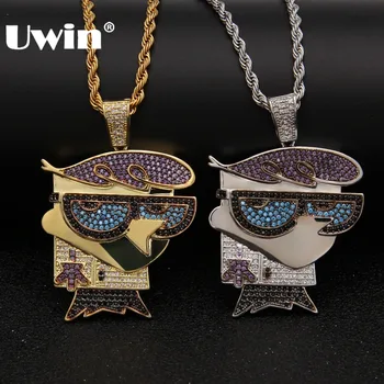 

Uwin Mr. Bird With Cool Glasses Pendant Necklace Men Pave Iced Out Colored Cubic Zirconia Party Jewelry Chain