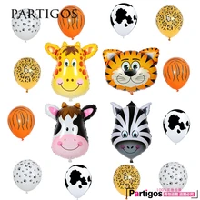 16pcs/lot Middle Size Animal Head Balloons Animal Printed Latex Balons Child Jungle Theme Party Decor Baby Shower Giftts Globos