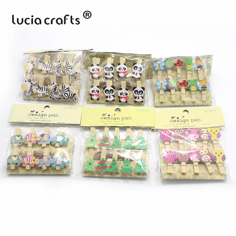 Lucia crafts 1 упаковка 3,5*2 см Мультфильм деревянный зажим пеньковая веревка фото бумага ремесло для альбома домашний декор DIY офисные принадлежности E1202