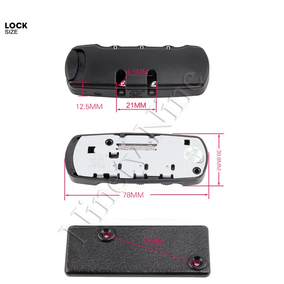 

2Pcs 3 Digit Combination Padlock YF21185 Lock Luggage Suitcase Travel Bag Code Lock Black Combination Lock 7.8*3.1cm