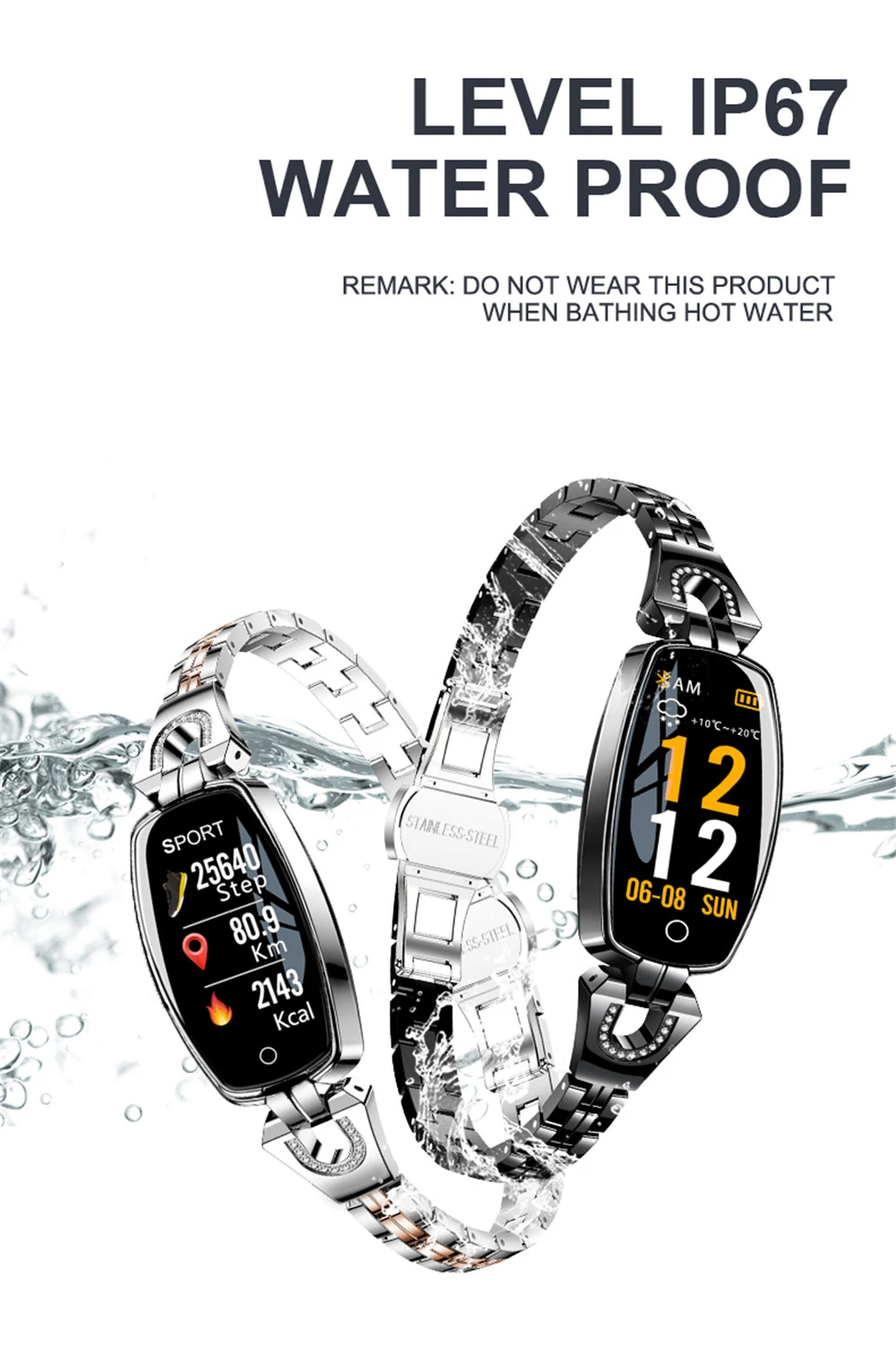 2021 H8 and H8 pro Women Smartwatch Heart Rate Monitor Blood Pressure Smart watch Band  Fitness Tracker lady bracelet Wristband