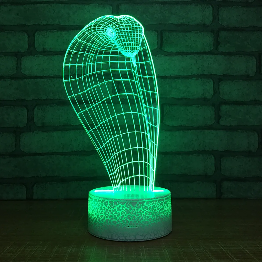 

Wholesale Strange Cobra Night Light Headlamp Led Desk 3d Light Fixtures Kids Room Led Acrylic 3d Night Light