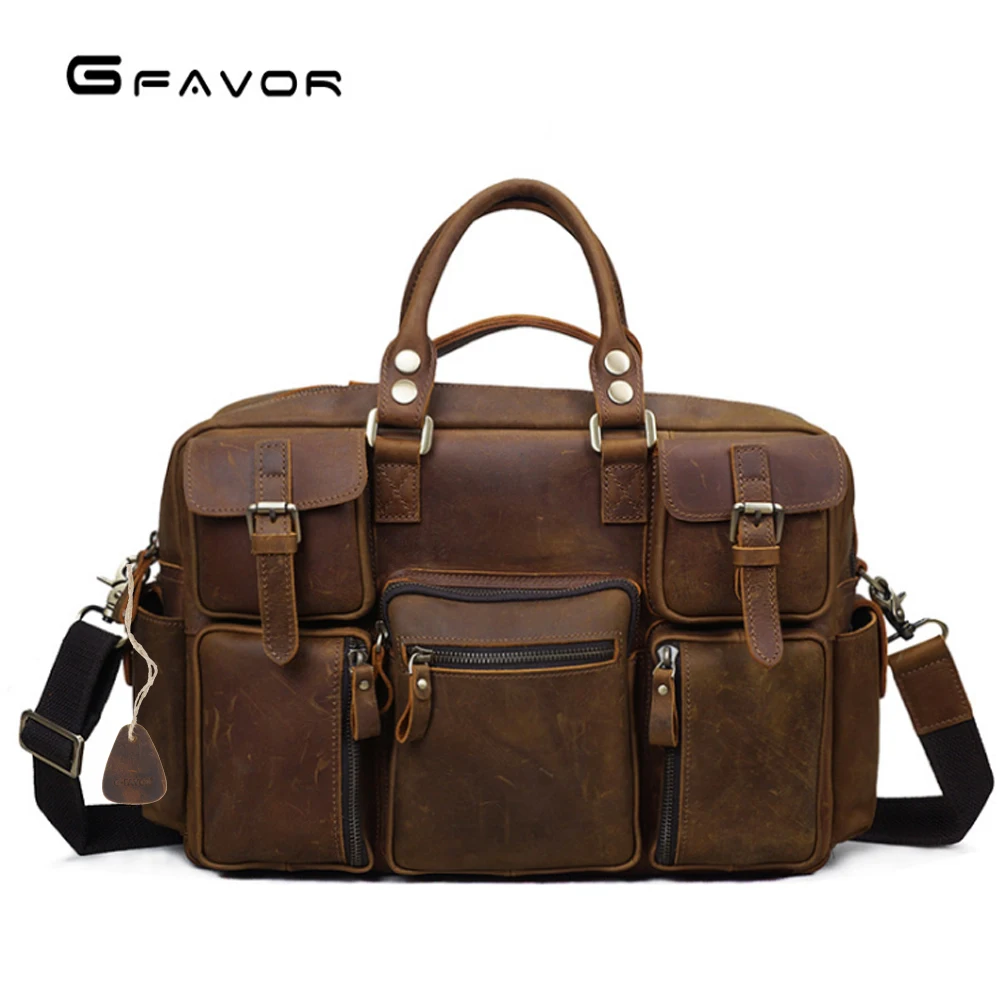 

Vintage Genuine Cowhide Leather Messenger Briefcase Shoulder Bag Tote Large Bag Handbag Brown/Coffee