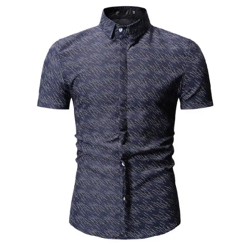 Новые летние мужские рубашки с коротким рукавом slim Fit Camisa Masculina Повседневное мужские рубашки Социальное модные Chemise homme M-3XL - Цвет: YS84 navy