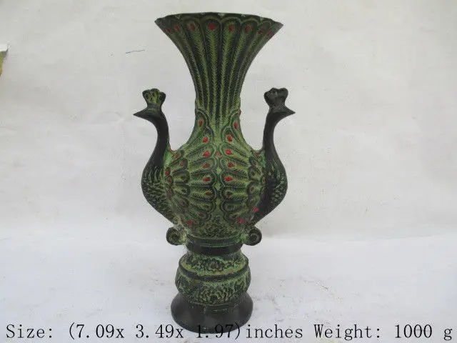 

The ancient Chinese bronze phoenix vase NR