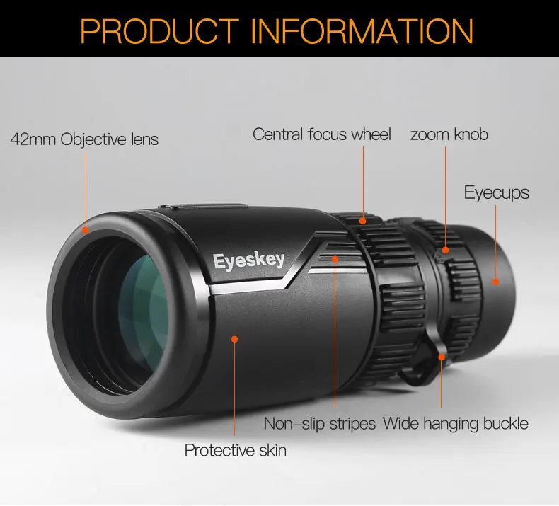 Eyeskey Zoom 8-24x42 компактный и портативный монокулярный телескоп водонепроницаемый Bak4 призма телескоп Монокуляры для кемпинга