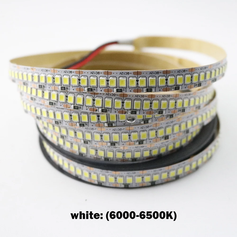 Светодиодный полосы 2835 SMD 1200 светодиодный чип 12V 24V светодиодный гибкий PCB светильник светодиодный задний светильник полосы светодиодный лента 240 светодиодный/m Белый/теплый белый, 1 м, 2 м, 5 м