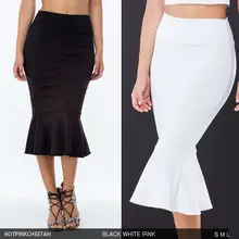 Новая летняя бандажная юбка женская знаменитая вечерние черная/белая повседневная сексуальная элегантная женская облегающая юбка-Русалка до середины икры