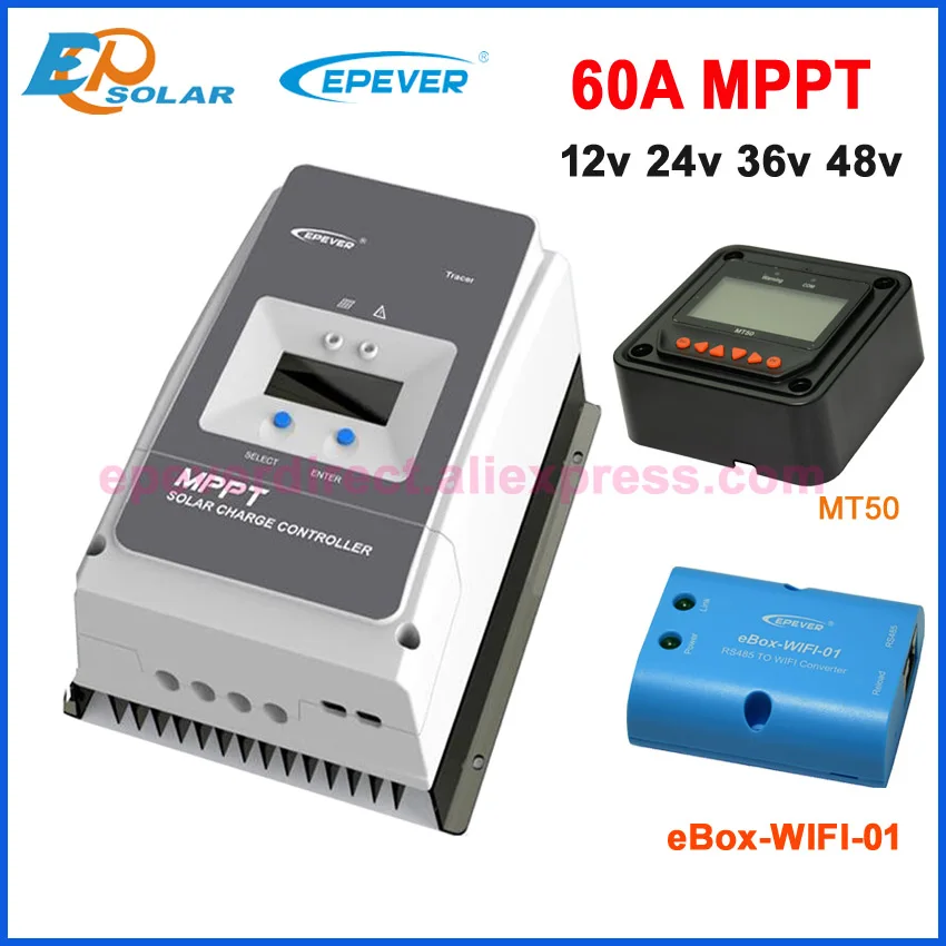 Контроллер солнечной зарядки EPever MPPT 60A 12 В 24 36 48 ЖК-дисплей с подсветкой для Max 200 в