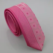 Yibei Coachella человек Модные Узкие Средства ухода за кожей Шеи Галстуки тонкий жаккард ярко-розовый Галстуки Проверено тканые вертикальные полосы узкий Средства ухода за кожей Шеи Галстук Свадьба