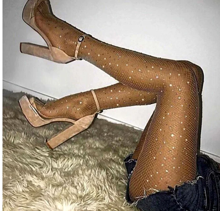 

Sexy Women's Diamond Fishnet Tights Mesh Pantyhose Multicolor Rhinestone Nylons Shiny Pantyhose Collant Hosiery Fish Net