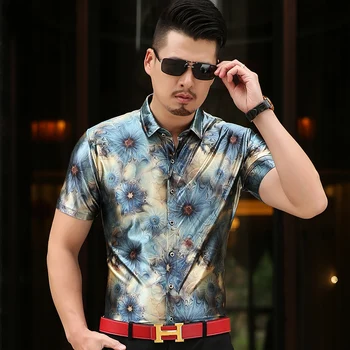 

KUYOMENS Mens Floral Shirt Short Sleeve 2017 Fashion Summer Style Men Casual Shirts Slim Fit Camisas Masculinas Plus Size