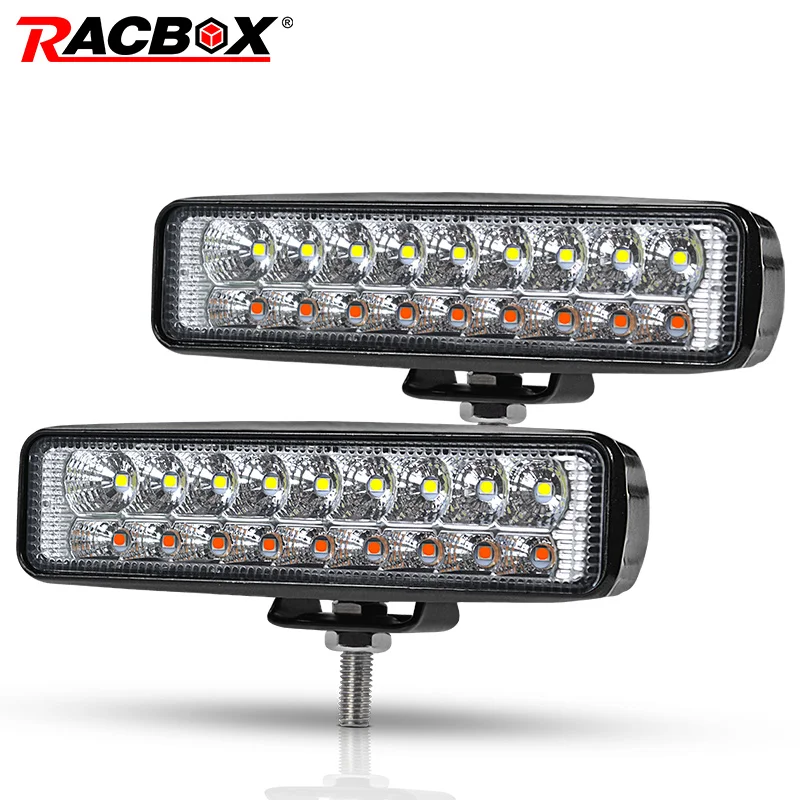 2 x 6inch 18W LED Work Light Flood Beam Double Color Temperature Fog Light Truck Light