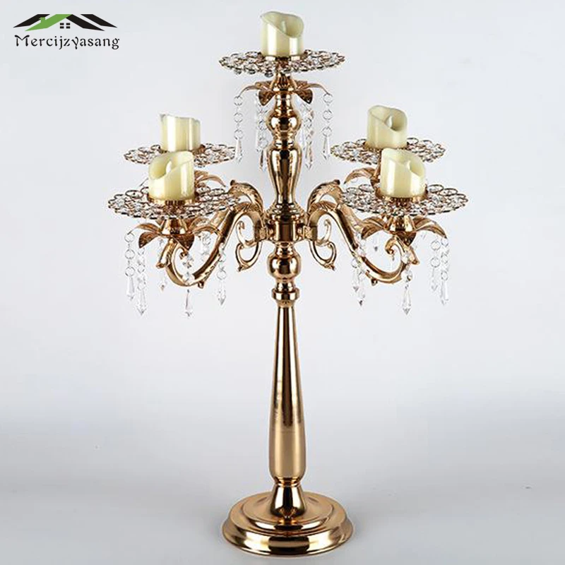 10pcs/lot Candle Holder Table Crystal Candlestick Geometric 5heads