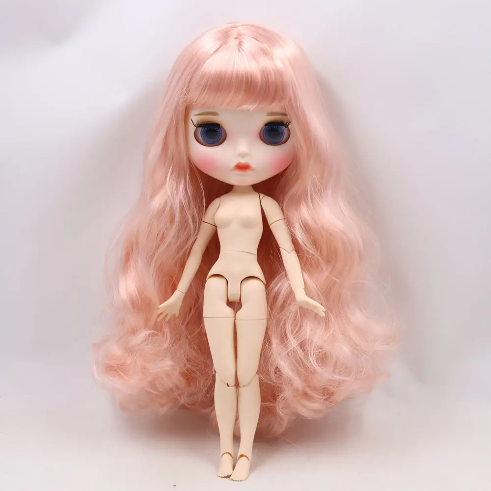 Кукла Blyth 1/6 bjd белая кожа суставное тело розовый смешанный цвет длинные вьющиеся волосы новое матовое лицо с бровями блеск для губ ледяной sd игрушка