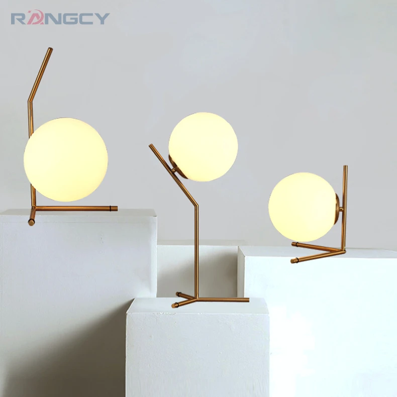 Modern LED Table Lamp Desk Lamp Light Shade Glass Ball Table Lamp Desk Light for Bedroom Living Room Floor Bedside Gold Designs