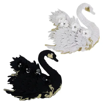

Large beads, flowers, black and white swans, embroidery cloth, clothing accessories, fashion patches, hand DIY.