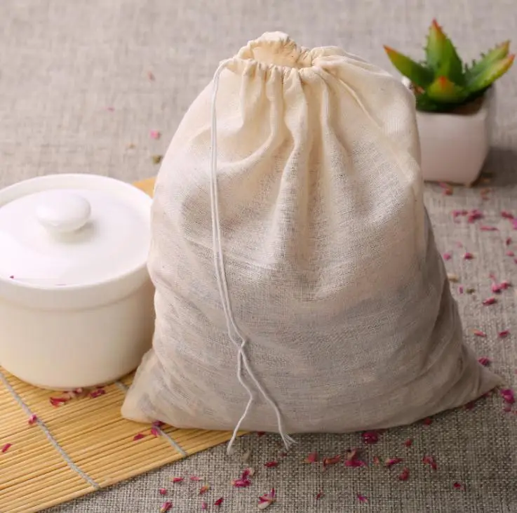 

1000pcs NEW Cotton Muslin Drawstring Strainer Tea Spice Fruit Juice Food Separate Filter Bag For Drinking Tea Tools SN1111