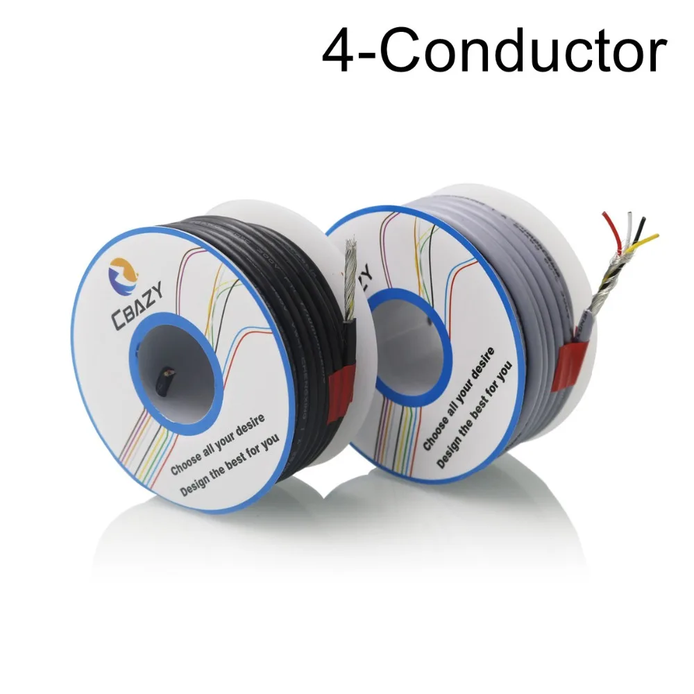 4C Black 6M UL 2547 24 AWG многожильный контрольный кабель медный провод экранированный
