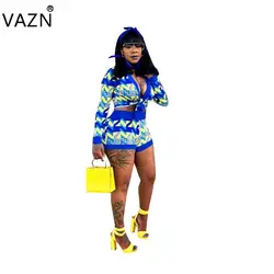 VAZN 2018 Новая повседневная дизайнерская женская 2 шт. комплект чистый в полоску с длинным рукавом пиджаки короткие штаны женские комбинезоны