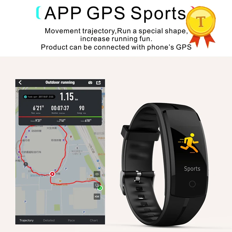 2018 цветной сенсорный экран приложение GPS спортивные часы Смарт браслет IP67