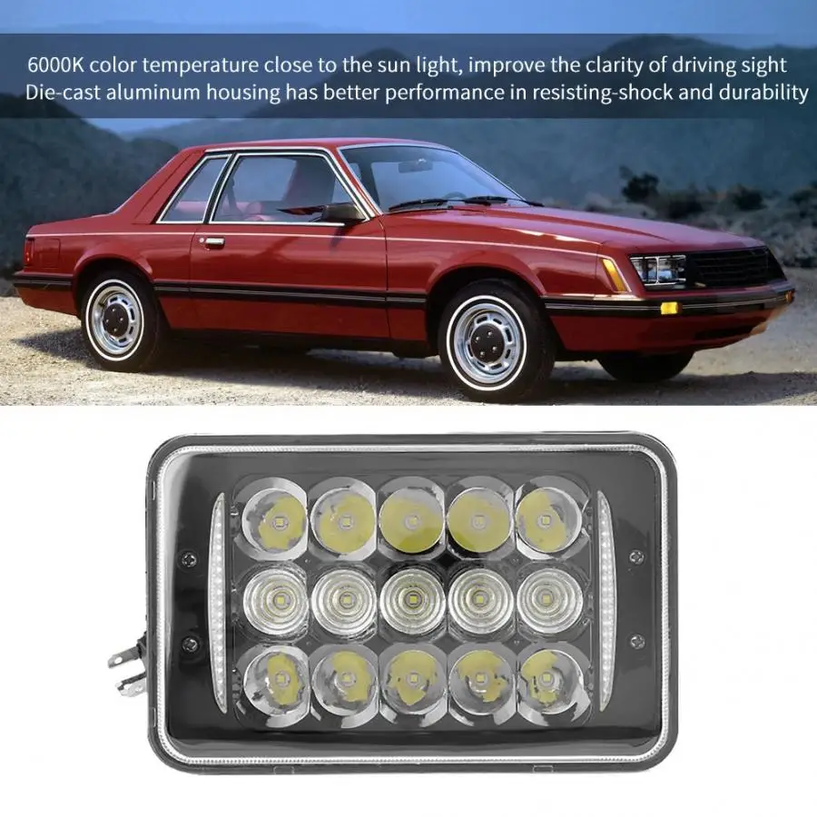 

Car LED Headlight Bulbs 2pcs 47W LED Light Bulb Headlight Rectangular Sealed Beam Headlamp for Ford Chevy Auto Accessories
