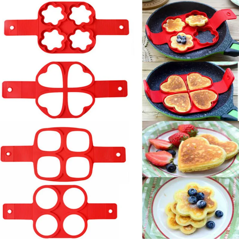 

Silicone Fried Egg Ring Maker Non Stick Pancake Maker Cooking Tool Cheese Egg Pan Flip Eggs Mold Kitchen Baking Accessories