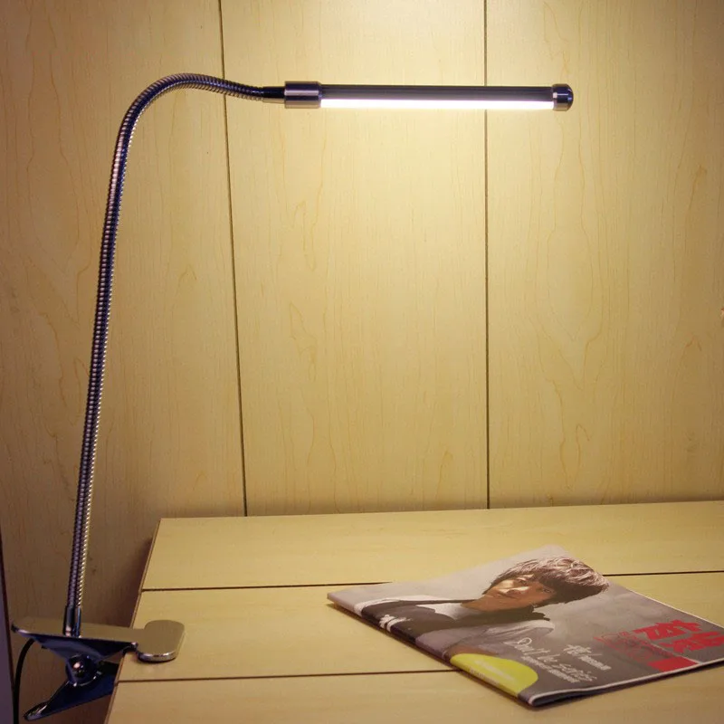 

USB Flexible Reading LED Desk Light Clip-on Beside Bed Table Lamp Book Decoration Work Study Rechargeable Lamp With EU US Plug