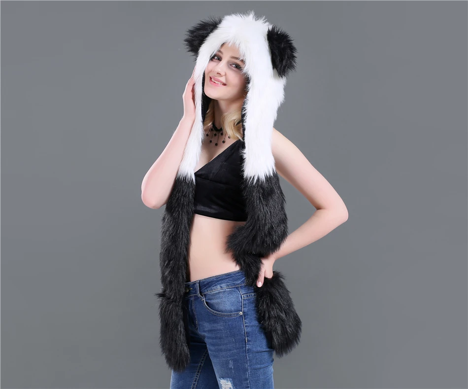  New Autumn And Winte Winter Faux Straw Women Hat Cap Fashion Cartoon 14 Animal Types Hats For Women Scarf Gloves HC64 (3)