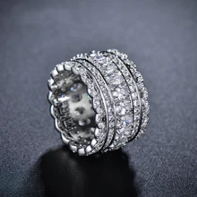 

2017 Brand Real Zirconia White gold Color New Fashion hyperbole 14mm Width Rings for Women Anti Allergies 103206