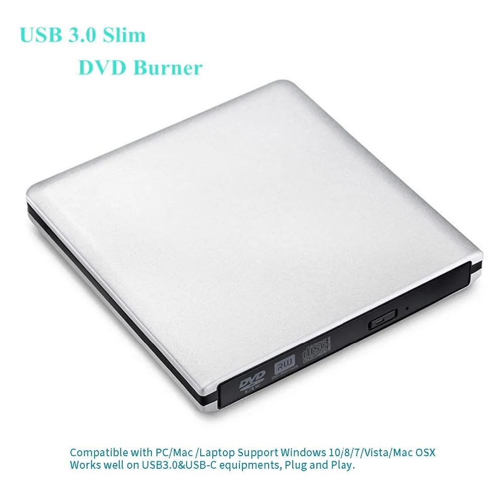  USB C External CD Player Portable Aluminum CD DVD Writer Super Optical CD Player High Speed Data Tr