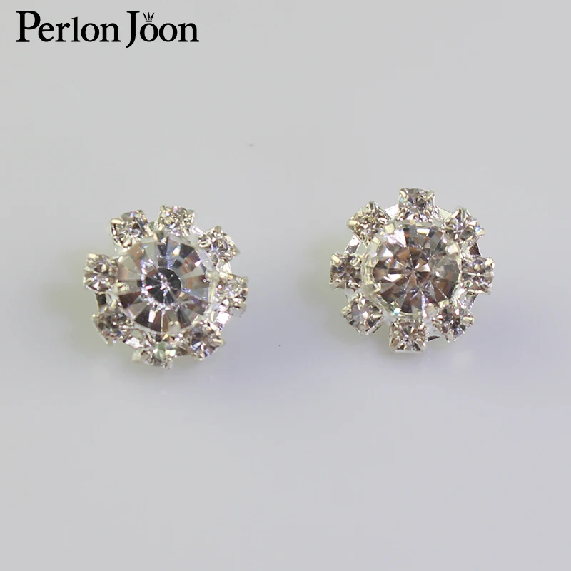 10pcs 13mm Round classic rhinestone button silver clothing button for