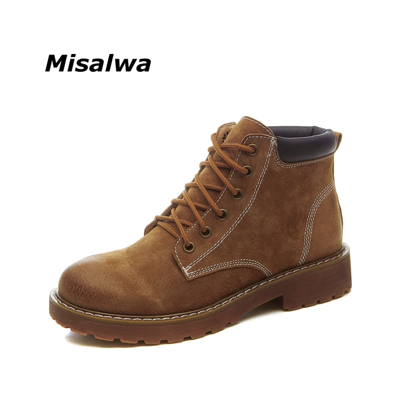 

Misalwa Hot Women Ankle Boots Leather Vintage Casual Shoes Brand Design Retro Handmade Women Boots 2018 Free Shipping