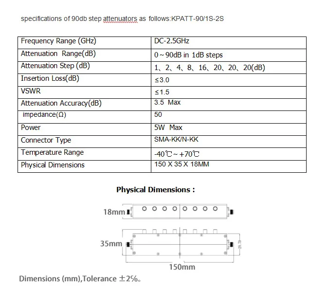 Горячая регулируемый Пресс аттенюатор 5 Вт DC-2.5Ghz 0-90dB SMA 8-ключевой шаг 1db